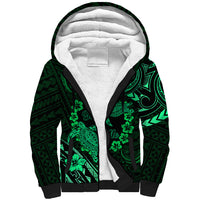 Polynesian Turtle Valentine Sherpa Hoodie You And Me Green Hibiscus Heart LT01 Unisex Green - Polynesian Pride