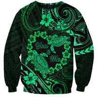 Polynesian Turtle Valentine Sweatshirt You And Me Green Hibiscus Heart LT01 Unisex Green - Polynesian Pride