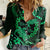 Polynesian Turtle Valentine Women Casual Shirt You And Me Green Hibiscus Heart LT01 Female Green - Polynesian Pride