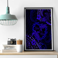 Polynesian Turtle Valentine Canvas Wall Art You And Me Navy Blue Hibiscus Heart LT01 - Polynesian Pride