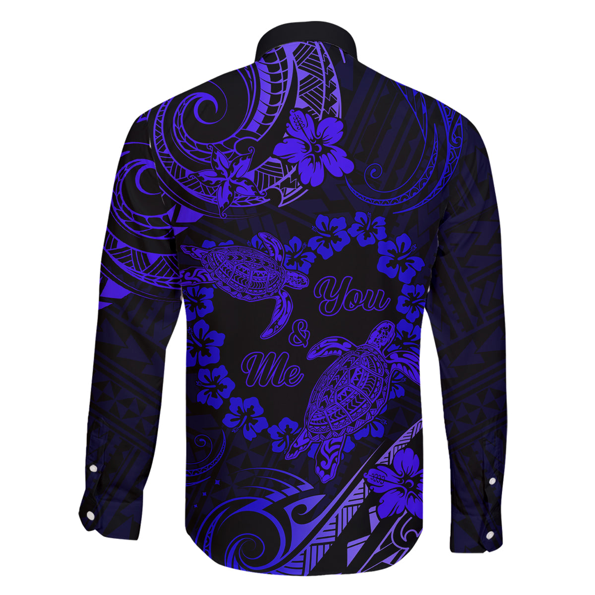 Polynesian Turtle Valentine Family Matching Puletasi and Hawaiian Shirt You And Me Navy Blue Hibiscus Heart LT01 - Polynesian Pride
