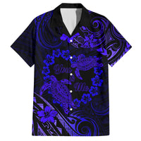 Polynesian Turtle Valentine Family Matching Tank Maxi Dress and Hawaiian Shirt You And Me Navy Blue Hibiscus Heart LT01 Dad's Shirt - Short Sleeve Blue - Polynesian Pride