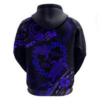 Polynesian Turtle Valentine Zip Hoodie You And Me Navy Blue Hibiscus Heart LT01 - Polynesian Pride