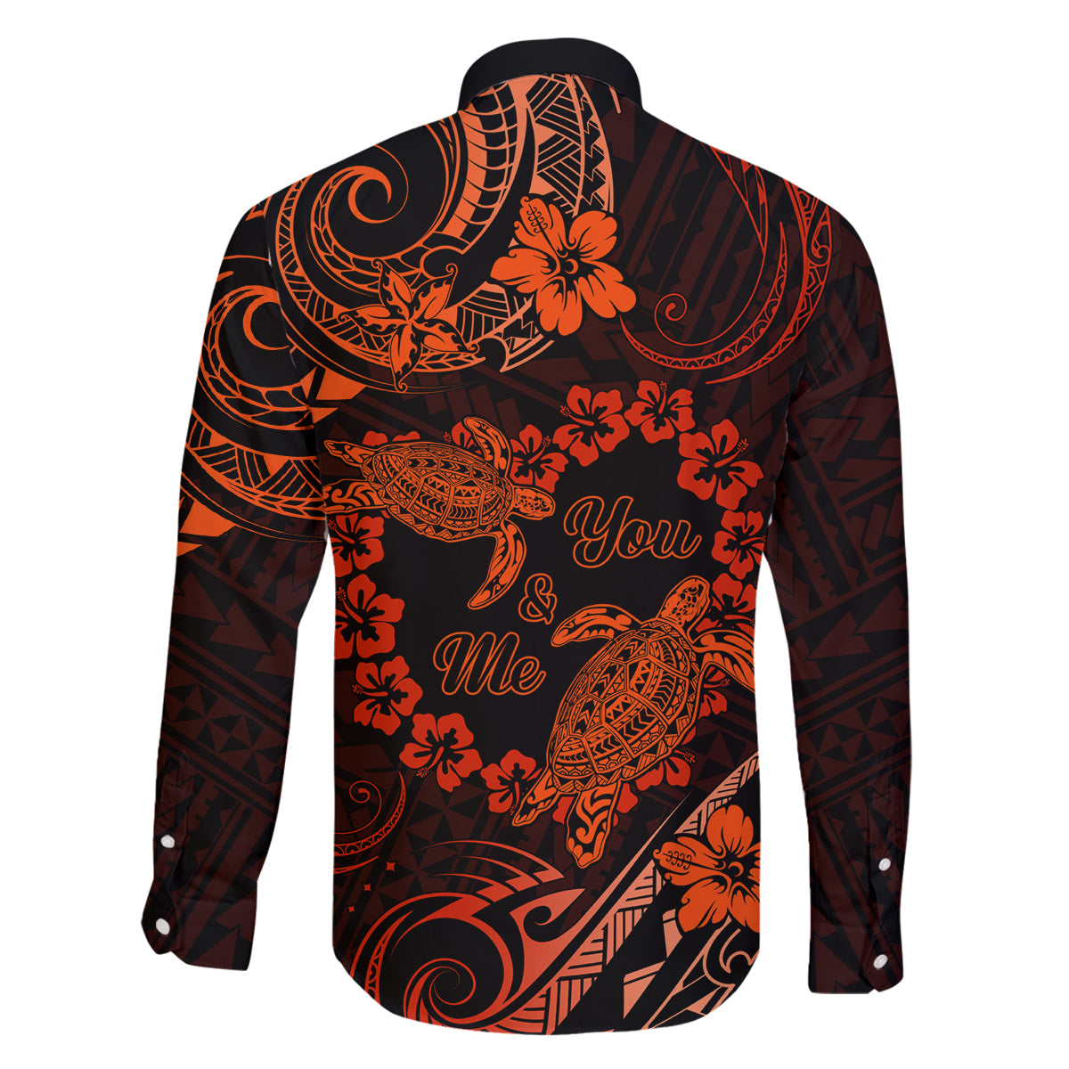 Polynesian Turtle Valentine Family Matching Mermaid Dress and Hawaiian Shirt You And Me Orange Hibiscus Heart LT01 - Polynesian Pride