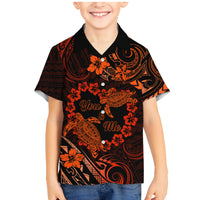 Polynesian Turtle Valentine Family Matching Mermaid Dress and Hawaiian Shirt You And Me Orange Hibiscus Heart LT01 Son's Shirt Orange - Polynesian Pride