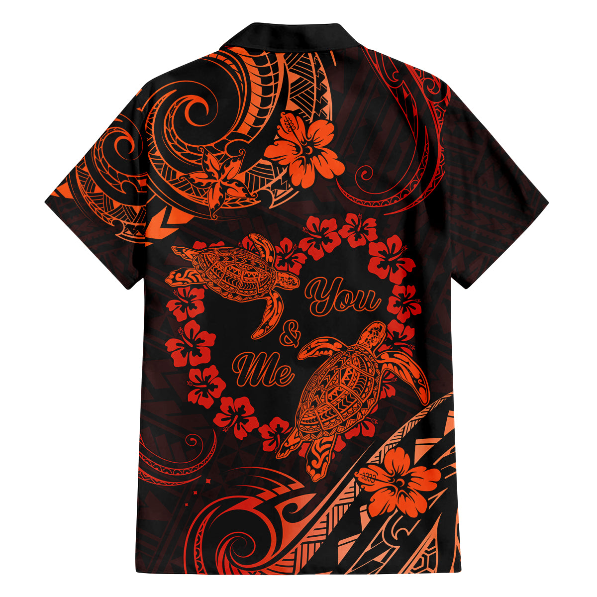 Polynesian Turtle Valentine Family Matching Tank Maxi Dress and Hawaiian Shirt You And Me Orange Hibiscus Heart LT01 - Polynesian Pride