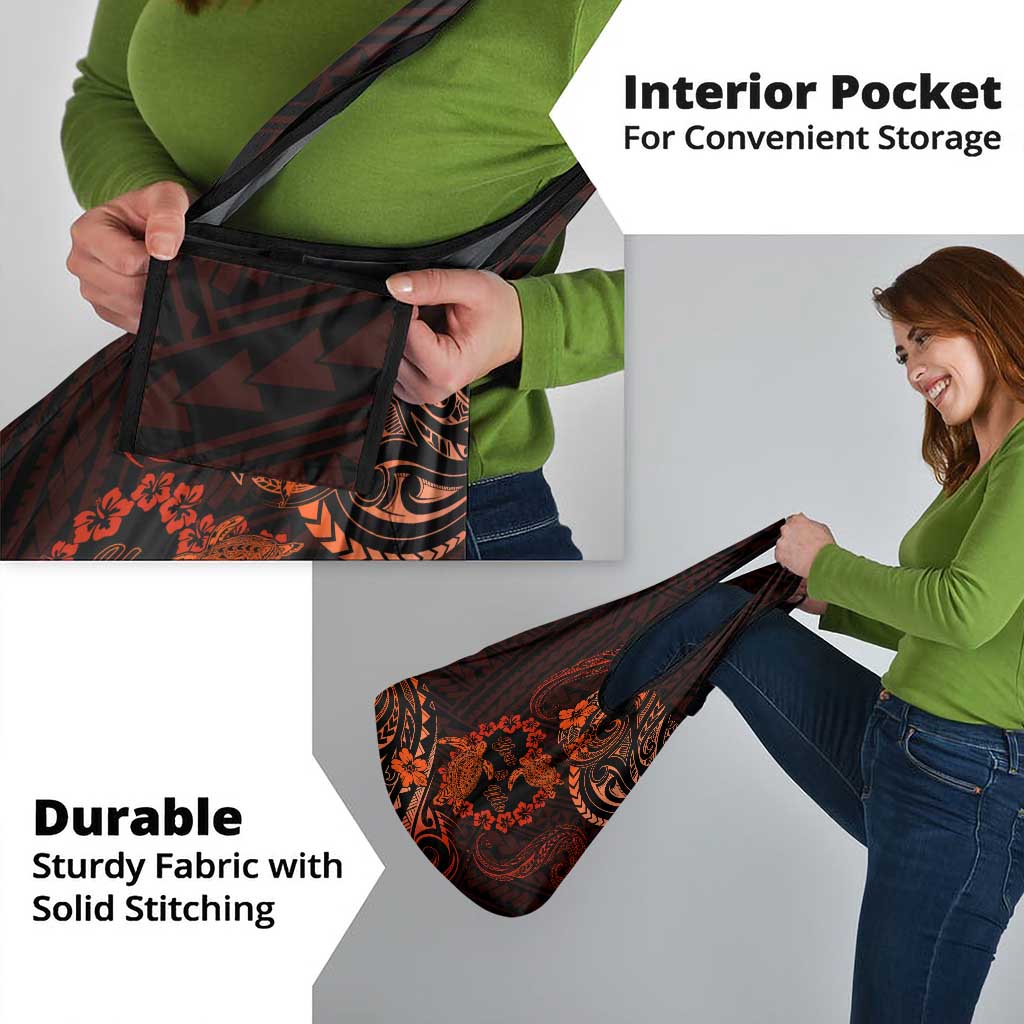 Polynesian Turtle Valentine Grocery Bag You And Me Orange Hibiscus Heart