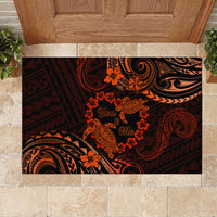 Polynesian Turtle Valentine Rubber Doormat You And Me Orange Hibiscus Heart LT01 - Polynesian Pride