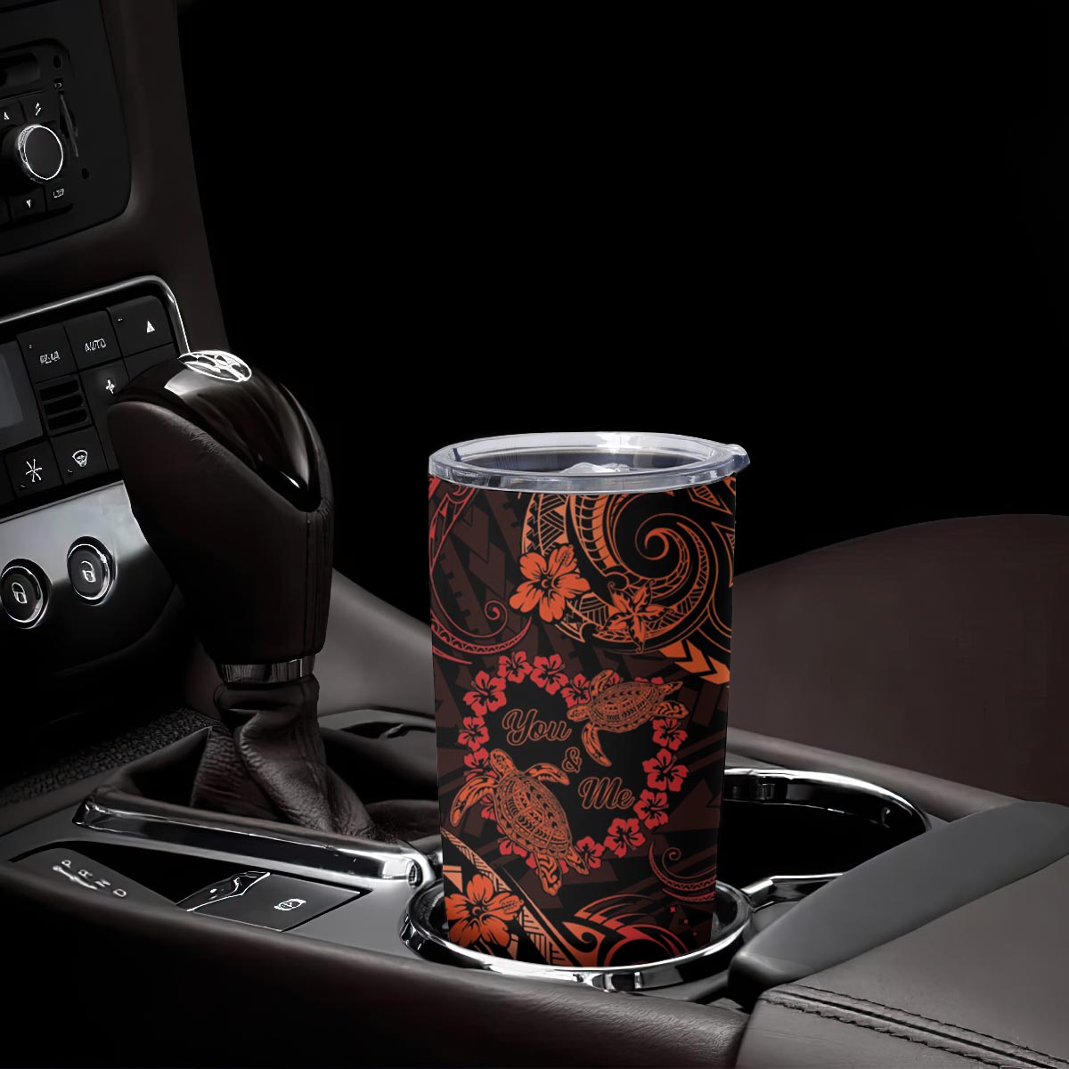 Polynesian Turtle Valentine Tumbler Cup You And Me Orange Hibiscus Heart