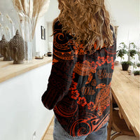 Polynesian Turtle Valentine Women Casual Shirt You And Me Orange Hibiscus Heart LT01 - Polynesian Pride