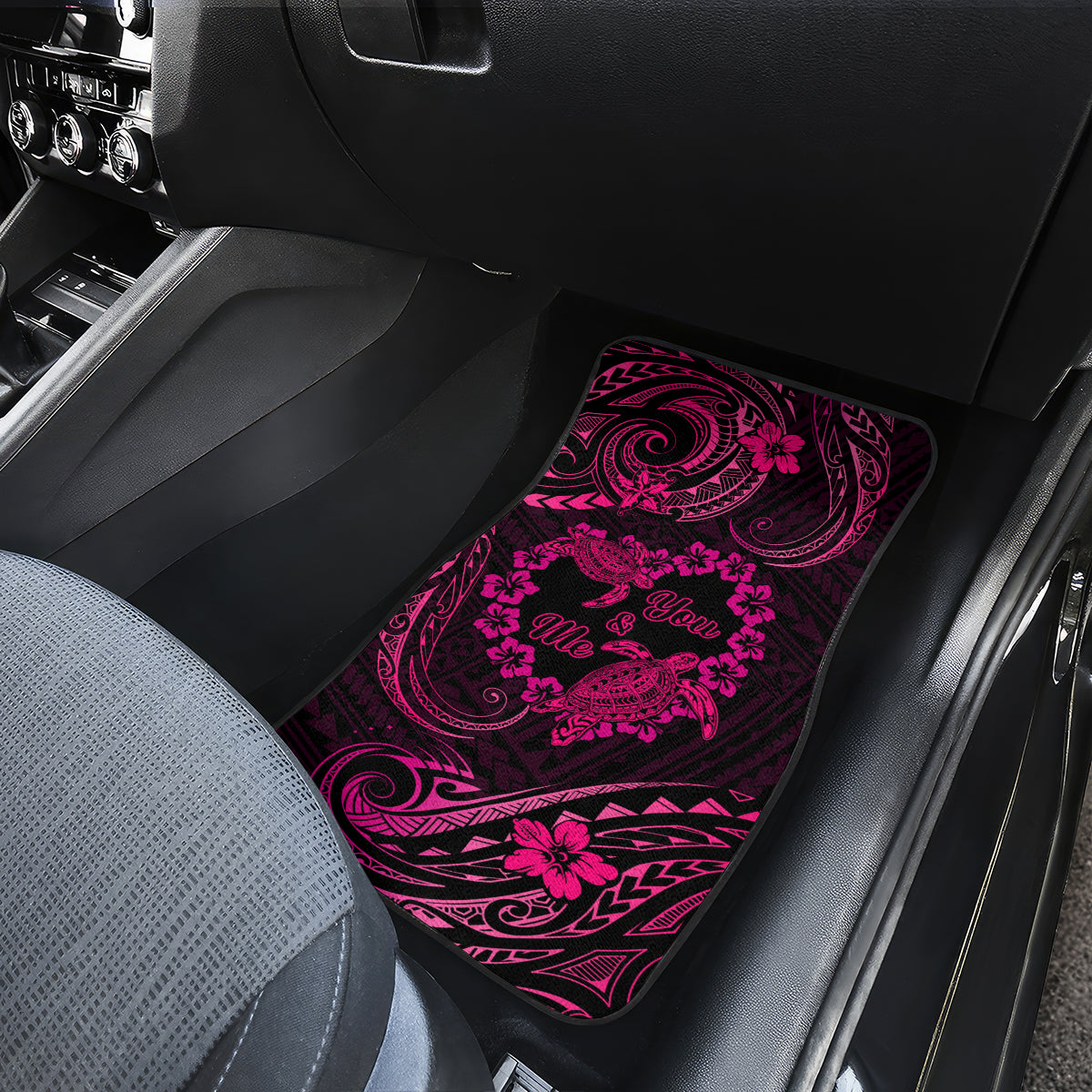 Polynesian Turtle Valentine Car Mats You And Me Pink Hibiscus Heart LT01 - Polynesian Pride