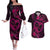 Polynesian Turtle Valentine Couples Matching Off The Shoulder Long Sleeve Dress and Hawaiian Shirt You And Me Pink Hibiscus Heart LT01 Pink - Polynesian Pride