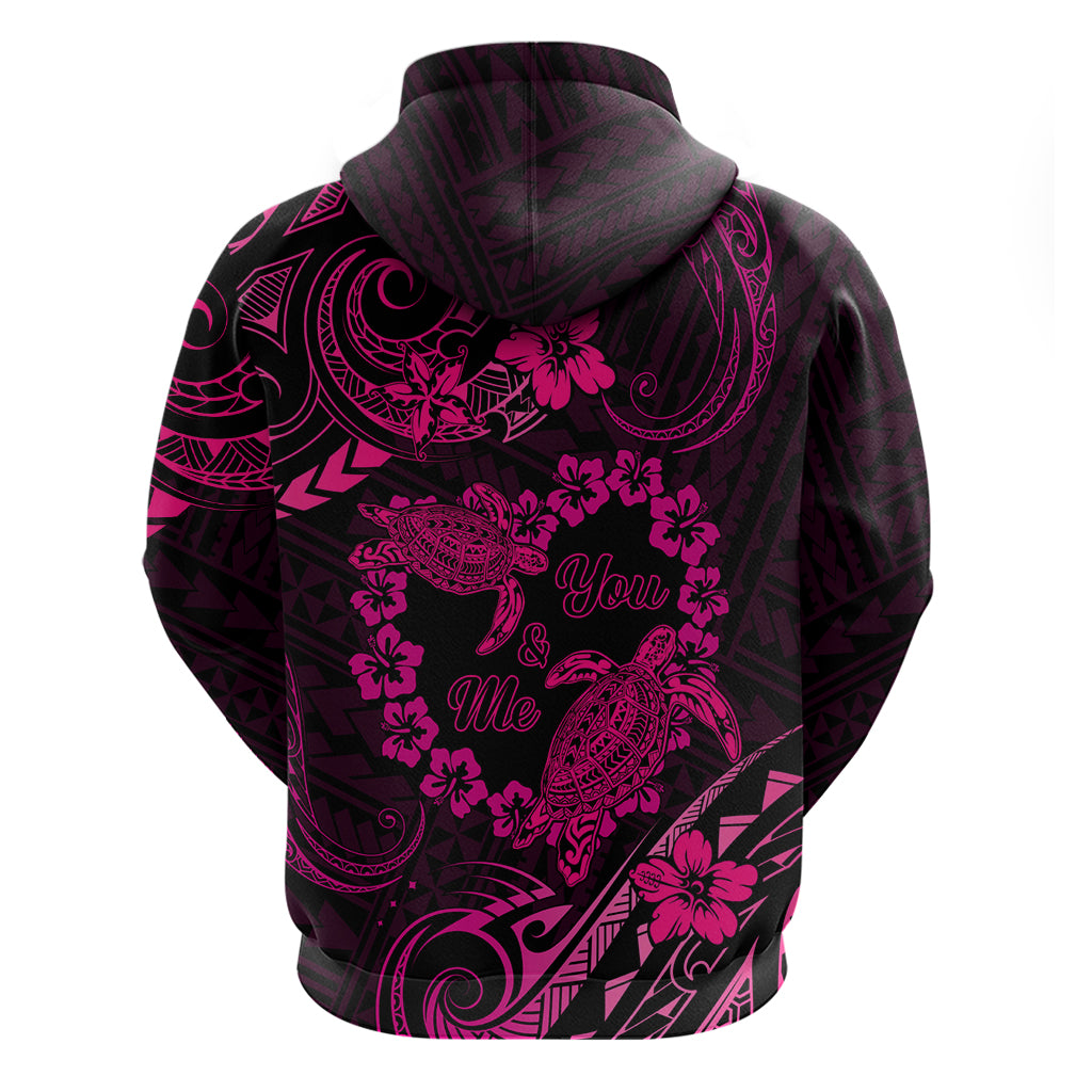 Polynesian Turtle Valentine Hoodie You And Me Pink Hibiscus Heart LT01 - Polynesian Pride