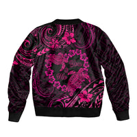 Polynesian Turtle Valentine Sleeve Zip Bomber Jacket You And Me Pink Hibiscus Heart LT01 - Polynesian Pride