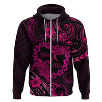 Polynesian Turtle Valentine Zip Hoodie You And Me Pink Hibiscus Heart LT01 Zip Hoodie Pink - Polynesian Pride