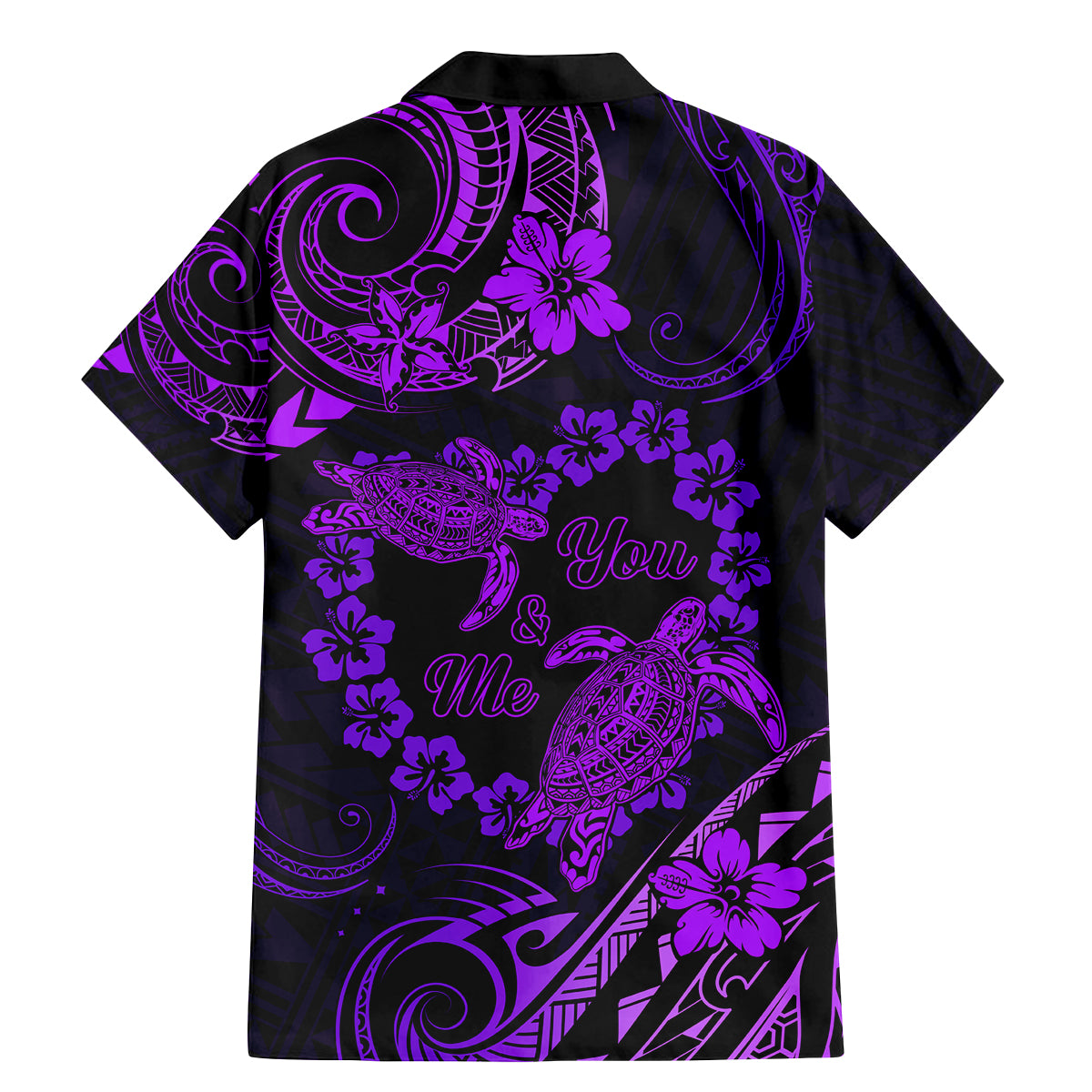Polynesian Turtle Valentine Family Matching Mermaid Dress and Hawaiian Shirt You And Me Purple Hibiscus Heart LT01 - Polynesian Pride