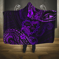 Polynesian Turtle Valentine Hooded Blanket You And Me Purple Hibiscus Heart LT01 One Size Purple - Polynesian Pride