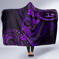 Polynesian Turtle Valentine Hooded Blanket You And Me Purple Hibiscus Heart LT01 - Polynesian Pride