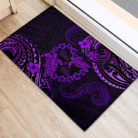 Polynesian Turtle Valentine Rubber Doormat You And Me Purple Hibiscus Heart LT01 - Polynesian Pride