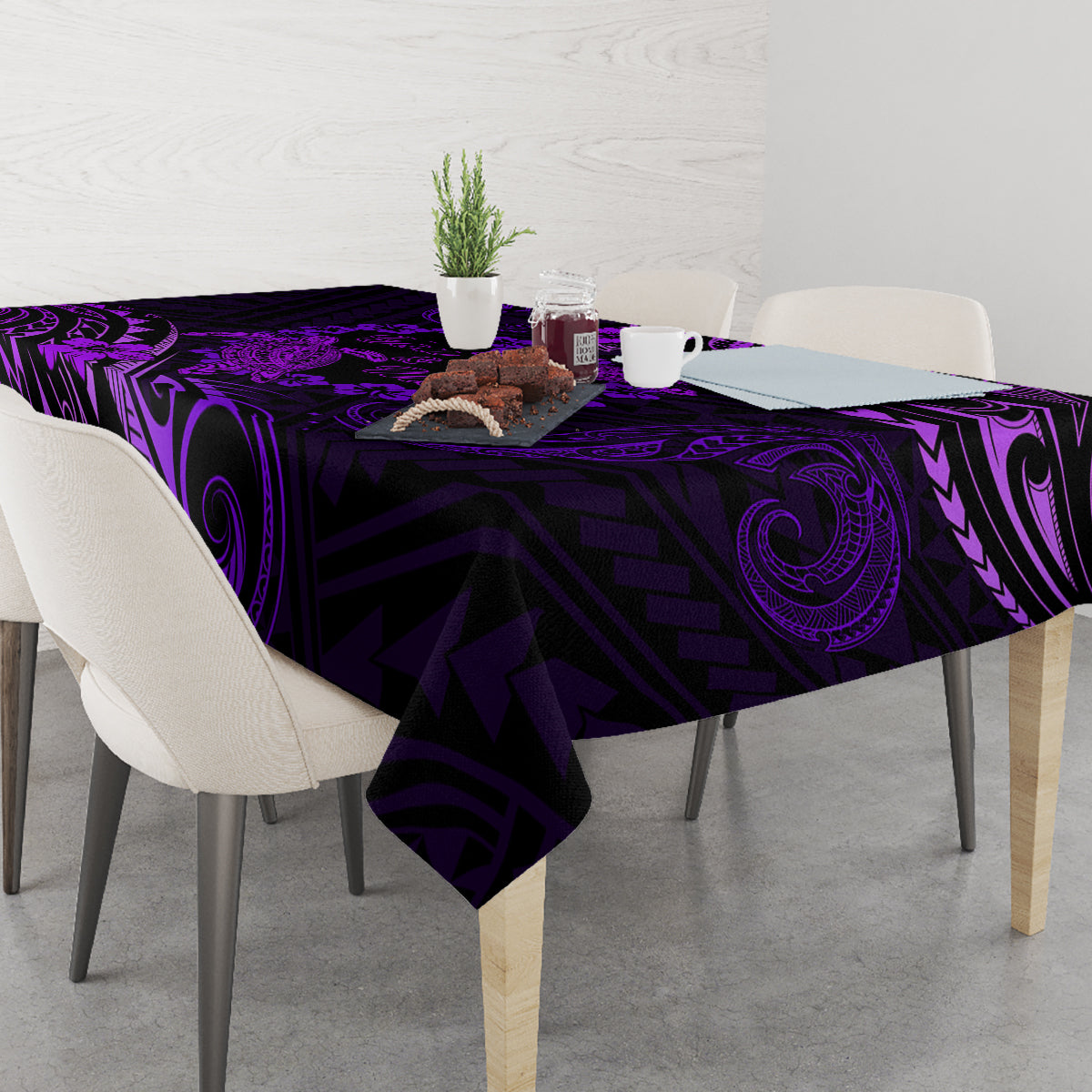 Polynesian Turtle Valentine Tablecloth You And Me Purple Hibiscus Heart LT01 - Polynesian Pride