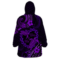 Polynesian Turtle Valentine Wearable Blanket Hoodie You And Me Purple Hibiscus Heart LT01 - Polynesian Pride