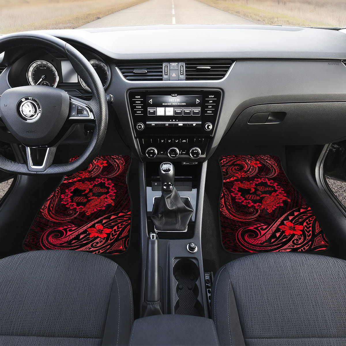 Polynesian Turtle Valentine Car Mats You And Me Red Hibiscus Heart LT01 - Polynesian Pride