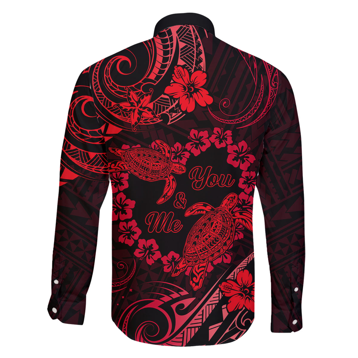 Polynesian Turtle Valentine Family Matching Mermaid Dress and Hawaiian Shirt You And Me Red Hibiscus Heart LT01 - Polynesian Pride