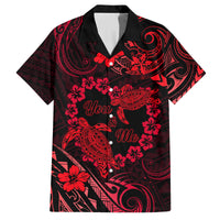 Polynesian Turtle Valentine Family Matching Off Shoulder Long Sleeve Dress and Hawaiian Shirt You And Me Red Hibiscus Heart LT01 Dad's Shirt - Short Sleeve Red - Polynesian Pride
