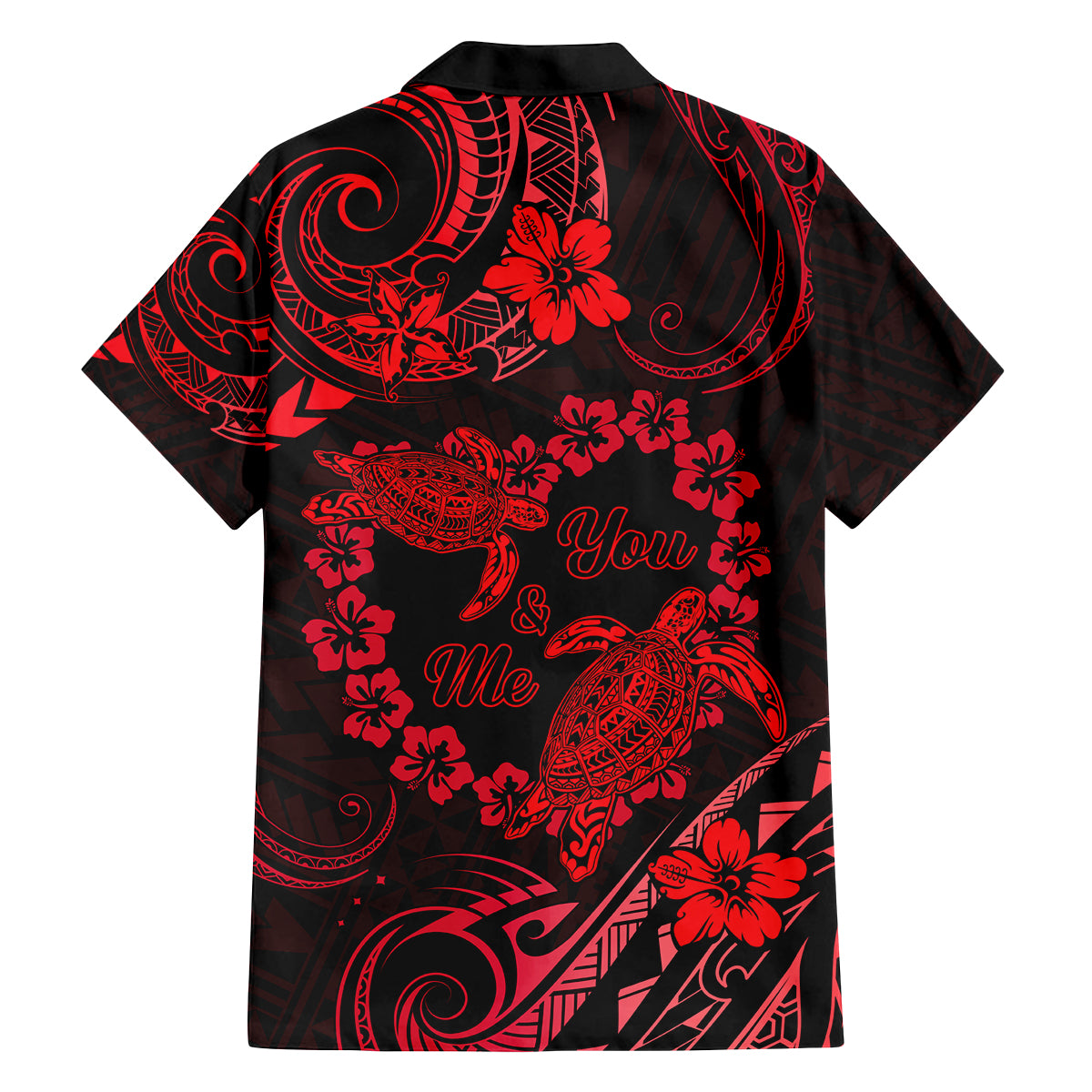 Polynesian Turtle Valentine Family Matching Puletasi and Hawaiian Shirt You And Me Red Hibiscus Heart LT01 - Polynesian Pride