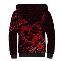 Polynesian Turtle Valentine Sherpa Hoodie You And Me Red Hibiscus Heart LT01 - Polynesian Pride
