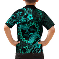 Polynesian Turtle Valentine Family Matching Tank Maxi Dress and Hawaiian Shirt You And Me Turquoise Hibiscus Heart LT01 - Polynesian Pride