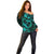 Polynesian Turtle Valentine Off Shoulder Sweater You And Me Turquoise Hibiscus Heart LT01 - Polynesian Pride