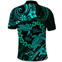 Polynesian Turtle Valentine Polo Shirt You And Me Turquoise Hibiscus Heart LT01 - Polynesian Pride