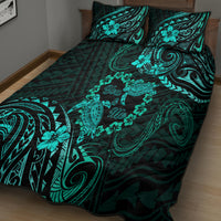 Polynesian Turtle Valentine Quilt Bed Set You And Me Turquoise Hibiscus Heart LT01 - Polynesian Pride