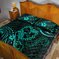Polynesian Turtle Valentine Quilt Bed Set You And Me Turquoise Hibiscus Heart LT01 - Polynesian Pride