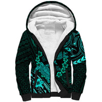 Polynesian Turtle Valentine Sherpa Hoodie You And Me Turquoise Hibiscus Heart LT01 Unisex Turquoise - Polynesian Pride