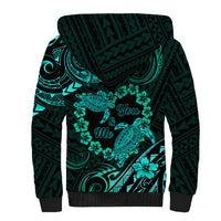 Polynesian Turtle Valentine Sherpa Hoodie You And Me Turquoise Hibiscus Heart LT01 - Polynesian Pride