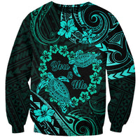 Polynesian Turtle Valentine Sweatshirt You And Me Turquoise Hibiscus Heart LT01 Unisex Turquoise - Polynesian Pride