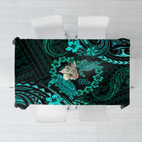 Polynesian Turtle Valentine Tablecloth You And Me Turquoise Hibiscus Heart LT01 Turquoise - Polynesian Pride