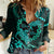 Polynesian Turtle Valentine Women Casual Shirt You And Me Turquoise Hibiscus Heart LT01 Female Turquoise - Polynesian Pride