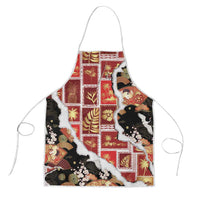 Hawaii Japanese Culture Black Apron Spring Cranes Aloha Pattern