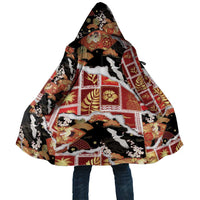 Hawaii Japanese Culture Black Cloak Spring Cranes Aloha Pattern