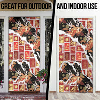 Hawaii Japanese Culture Black Door Cover Spring Cranes Aloha Pattern