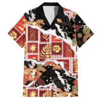 Hawaii Japanese Culture Black Family Matching Short Sleeve Bodycon Dress and Hawaiian Shirt Spring Cranes Aloha Pattern LT01 Dad's Shirt - Short Sleeve Black - Polynesian Pride