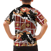 Hawaii Japanese Culture Black Kid Hawaiian Shirt Spring Cranes Aloha Pattern LT01 - Polynesian Pride