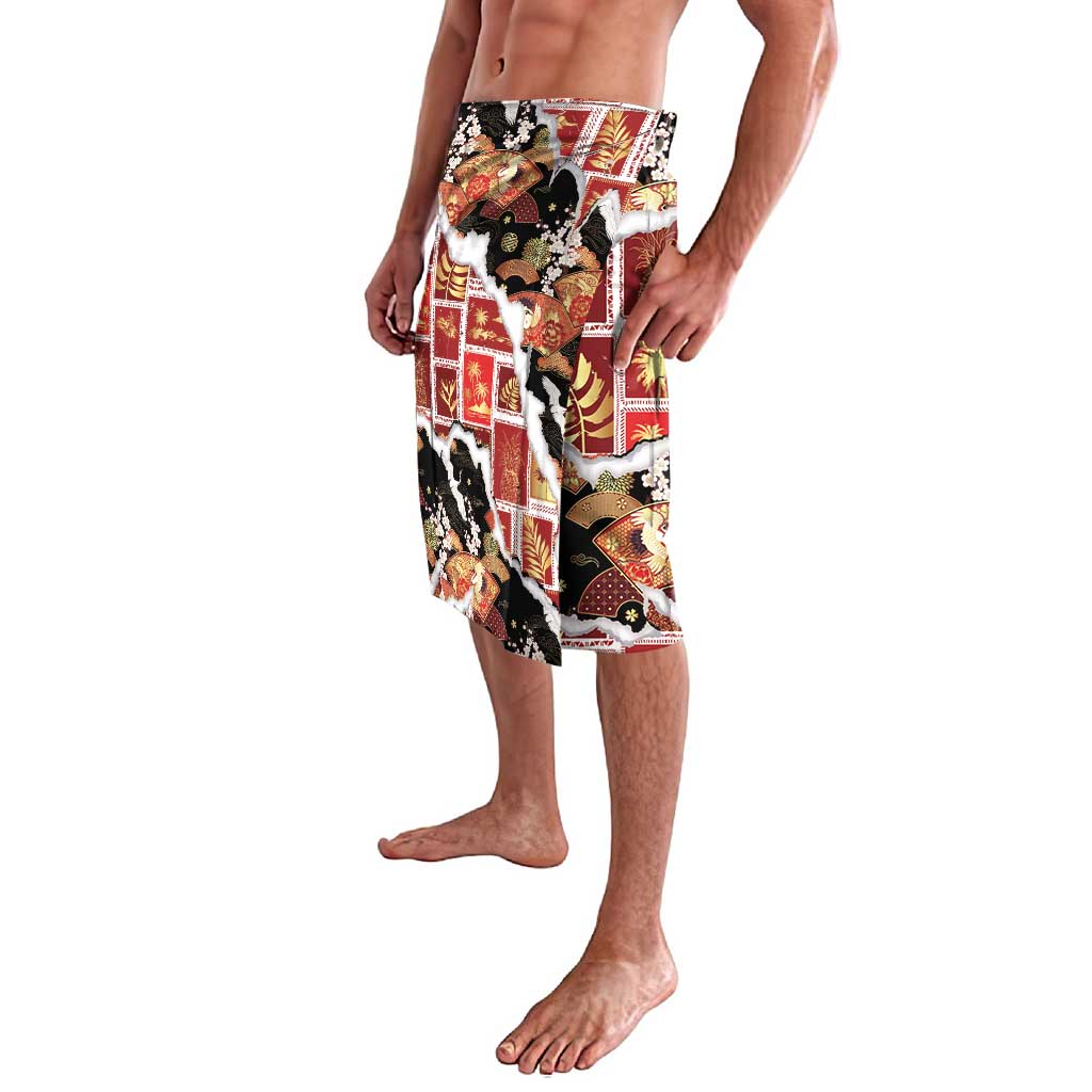 Hawaii Japanese Culture Black Lavalava Spring Cranes Aloha Pattern LT01 - Polynesian Pride