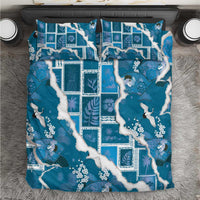 Hawaii Japanese Culture Blue Bedding Set Spring Cranes Aloha Pattern LT01 Blue - Polynesian Pride
