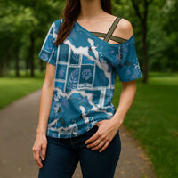 Hawaii Japanese Culture Blue Cross Shoulder Shirt Spring Cranes Aloha Pattern LT01 - Polynesian Pride
