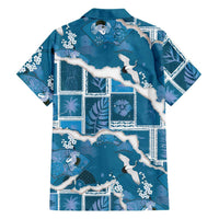 Hawaii Japanese Culture Blue Family Matching Off Shoulder Short Dress and Hawaiian Shirt Spring Cranes Aloha Pattern
