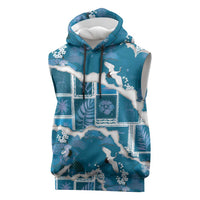 Hawaii Japanese Culture Blue Sleeveless Hoodie Spring Cranes Aloha Pattern LT01 Blue - Polynesian Pride